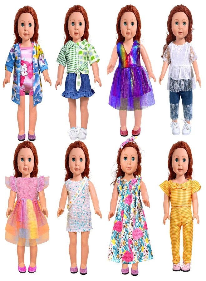 WONDOLL 18-Inch-Doll-Clothes and Accessories - 8 Sets American Doll Clothes Compatible with All 18 inch Dolls Outfits Christmas Birthday Gift for Girls - Image 1